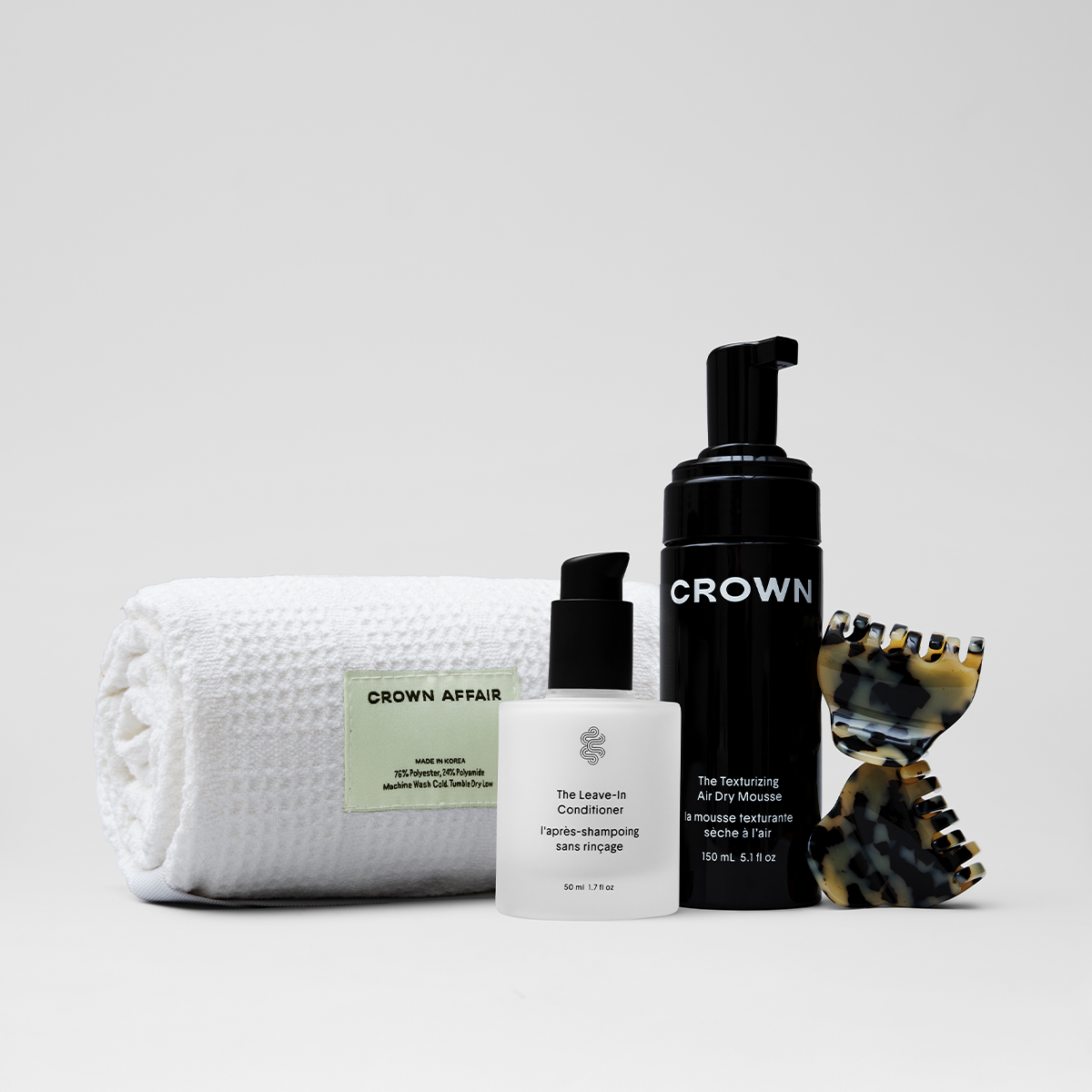 Dianna's Signature Air Dry Collection
 - the towel, leave in conditioner, the texturizing air dry mousse, the clips 